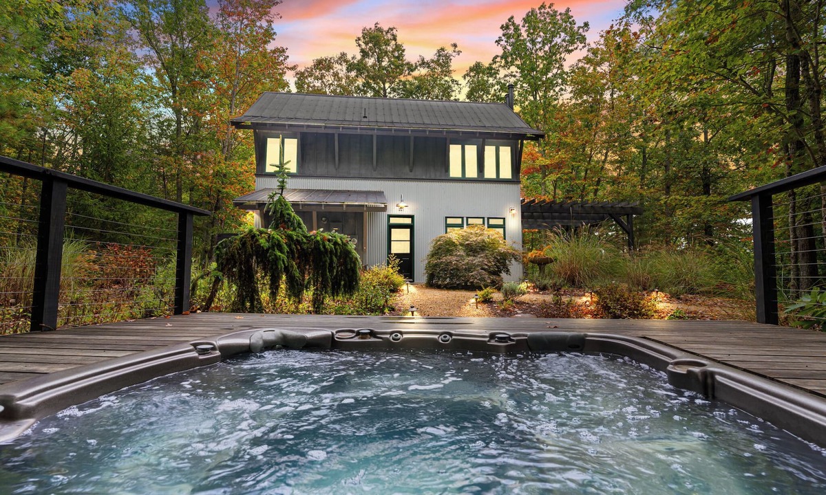 Providence Cabin | Modern cabin - private mountaintop location, hot tub, outdoor shower, fireplace
