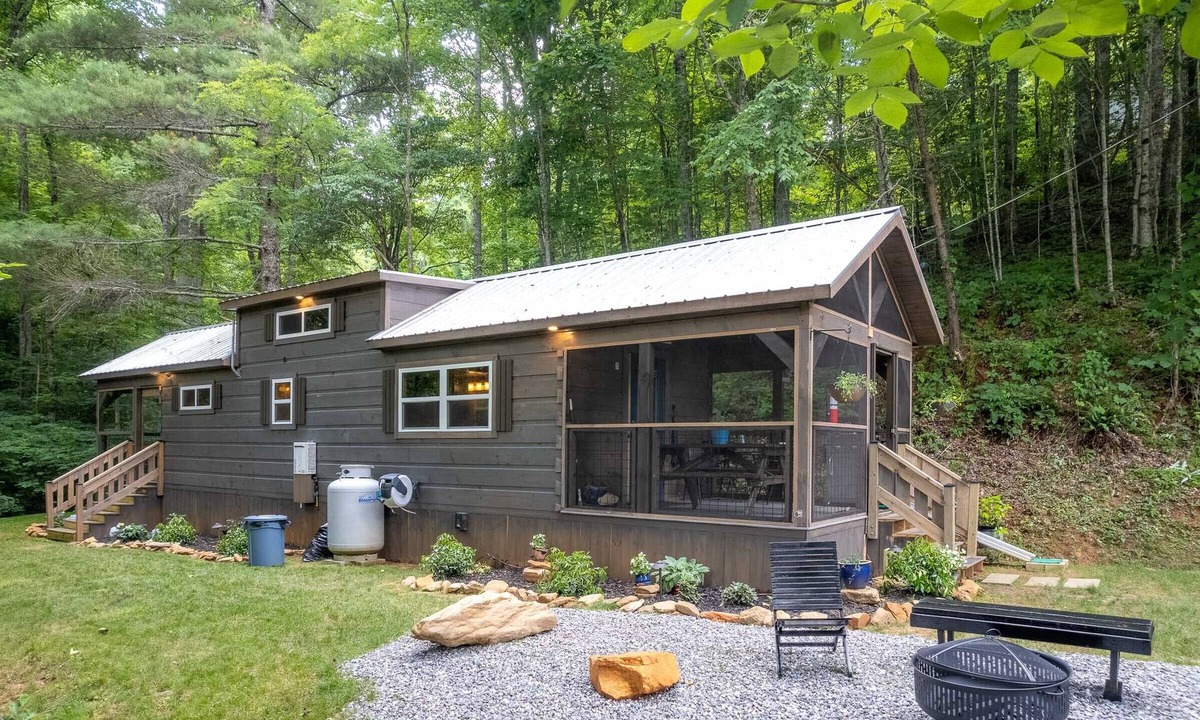 Cullowhee House | Mossy Falls - Adorable Tiny Home Located in the Smokies with Private Waterfalls and a Fire Pit!