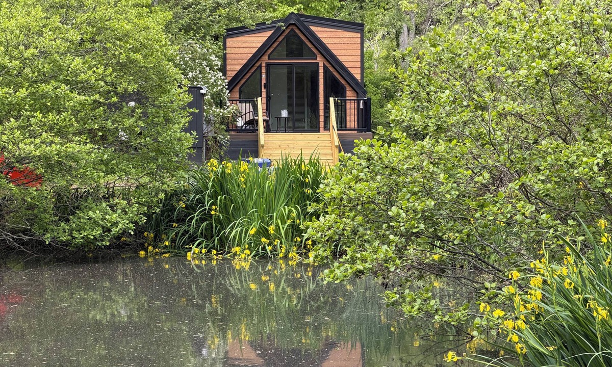 Woodfin Cabin | New A-Frame Tiny Home - Private Pond, Deer at Dusk - Asheville Mountain Escape