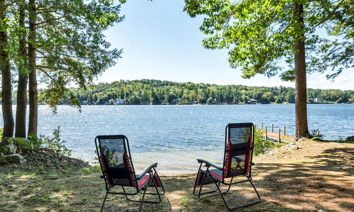 Moultonborough House | Winnipesaukee Waterfront Chalet with Sandy Beach Private Dock and Fire Pit