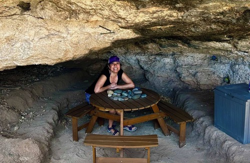 Rimrock RV Rental | Cozy Cliffside Cabin with Private Creek Access at Sacred Springs