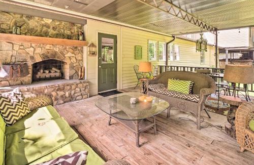 Chimney Rock House | Deck w/Fireplace: Pet-Friendly Lake Lure Retreat