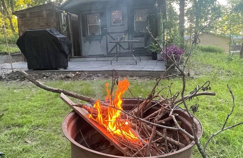 Knoxville Cabin | Enjoy nature in this 1-bedroom cabin with AC/Heat in rural Knoxville, Iowa.