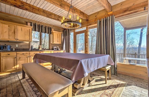 Maggie Valley House | Golf, Sauna, Creek: Spectacular Smoky Mtn-View Gem