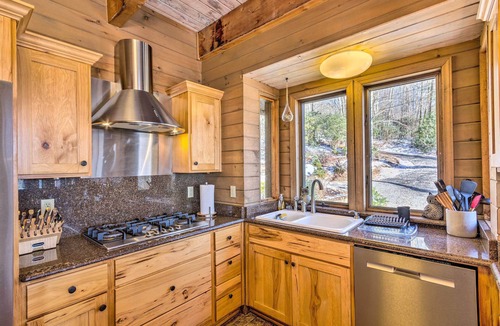 Maggie Valley House | Golf, Sauna, Creek: Spectacular Smoky Mtn-View Gem