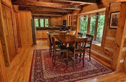 Nineveh Cabin | Hot Tub Log Cabin on 5 Wooded Acres. Private fishing pond.