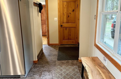 Augusta Cabin | Lakeside Log Cabin - Enjoy a beautiful sugar sand beach, Fireplace