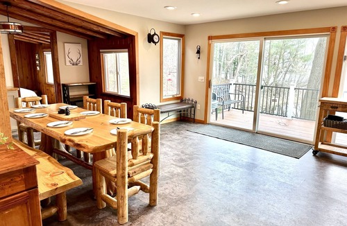 Augusta Cabin | Lakeside Log Cabin - Enjoy a beautiful sugar sand beach, Fireplace