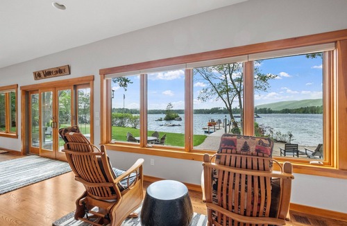 Moultonborough House | Luxury Lakefront w/Hot Tub, Beach, Mountain Views!