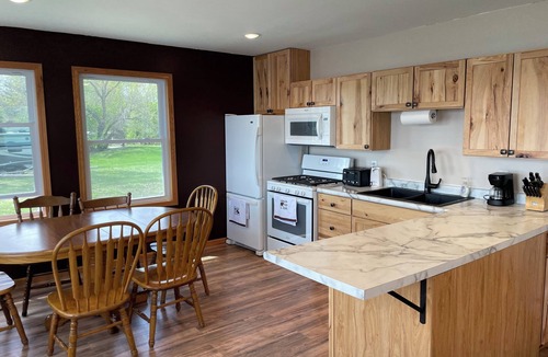 Watab Cabin | New 2 bedroom, lakeside cabin that sleeps 8 -Dock, firepit, & Sunrise views