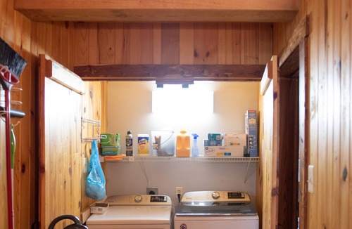 Luray Cabin | Rustic Log Lodge Overlooking Water and Mountain Views
