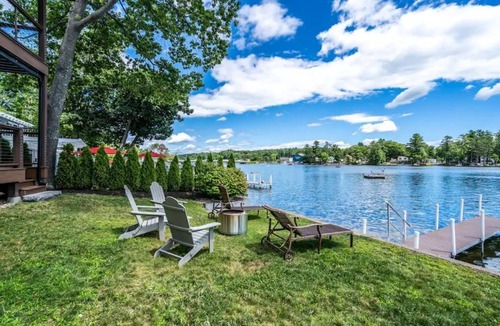 Lochmere House | Spacious New Lake Front House w/Dock on Winnisquam