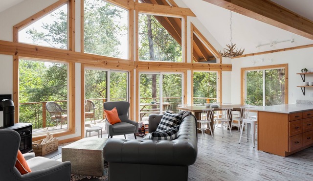 Dog Friendly Island Getaway with Hot Tub + Fireplace, nestled amongst the trees