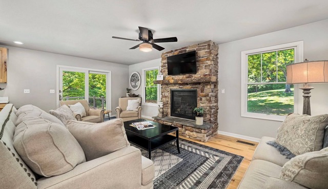 Fireplace + Fire Pit + Shaded Deck