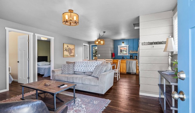 Full kitchen, Private Deck, Fire pit, off street parking, Quiet neighborhood, AC