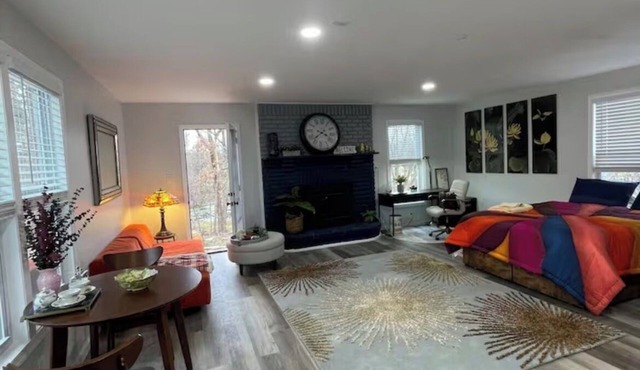 Fully furnished studio apartment overlooking a pond on a regenerative farm