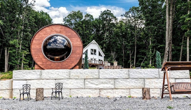 Incredibly Unique Barrel Pod on a Beautiful Private Vineyard with Breathtaking Views for an Unforgettable Glamping Experience in Jonesville, North Car