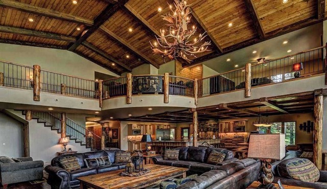 Plush lakefront lodge with private dock, high-speed WiFi, & game room