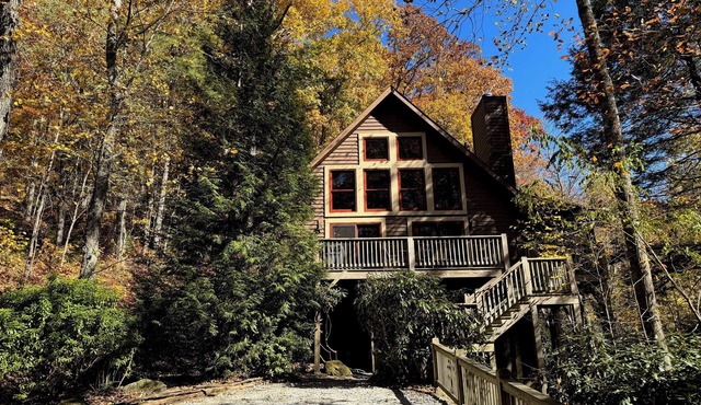 Screened Porch With Indoor Wood Burning Fireplace | Creekview Cabin