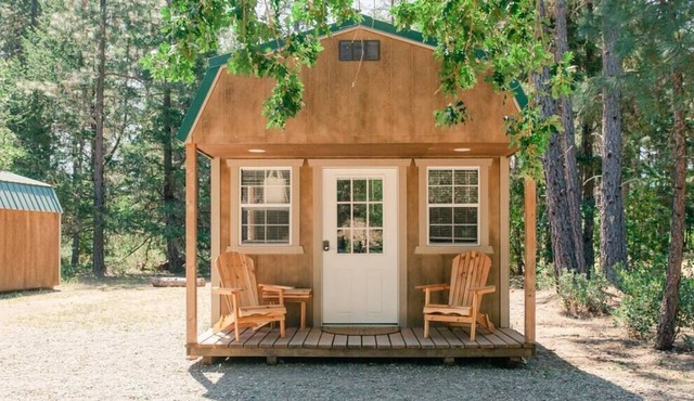 This cabin is located in a campground/RV Park